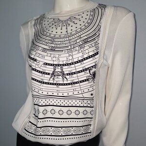NWT Hermes Black & White Zodiac Silk Sweatshirt 36/XS